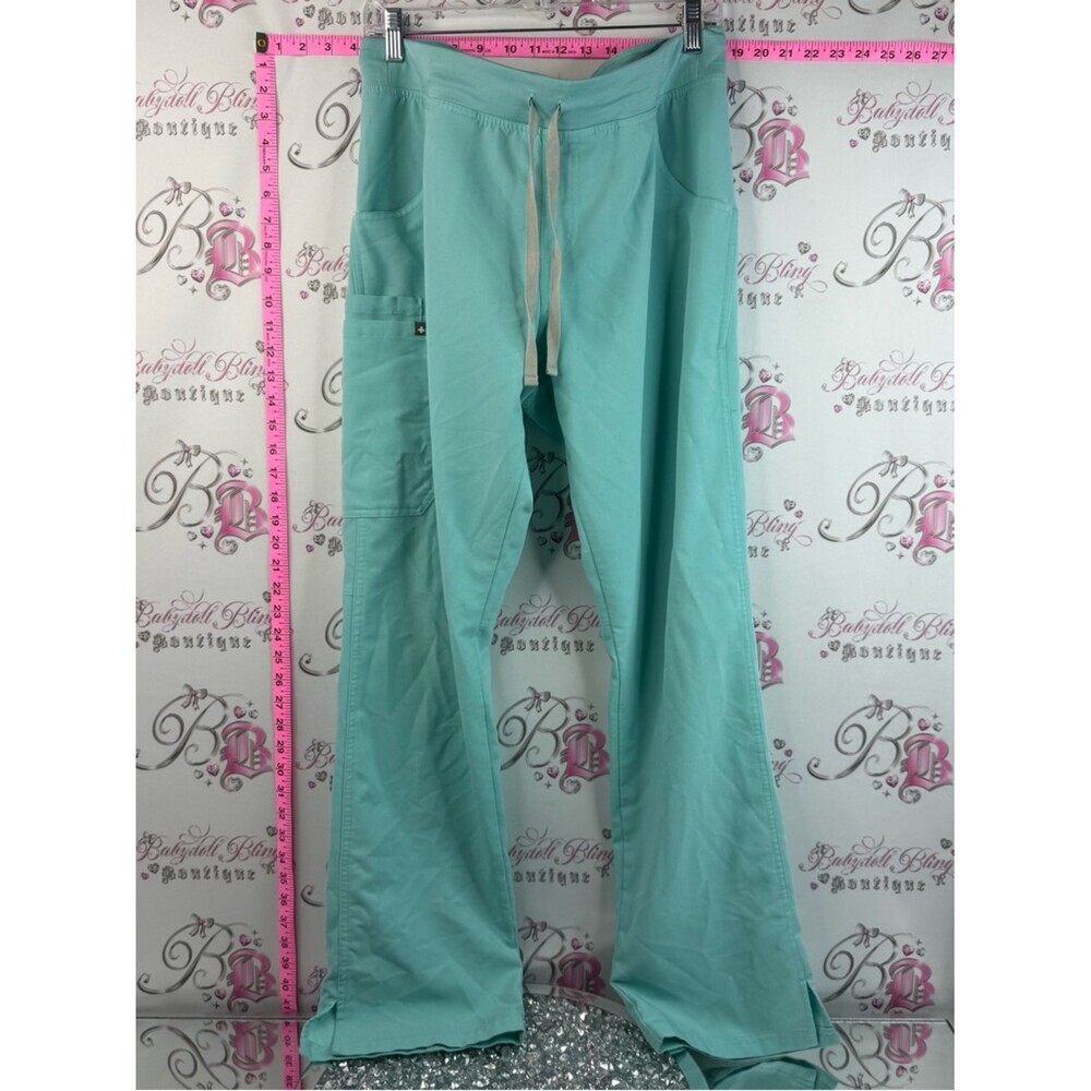 Figs pants scrub pants bright aqua wide leg Teal Drawstring Medical Scrub Pants